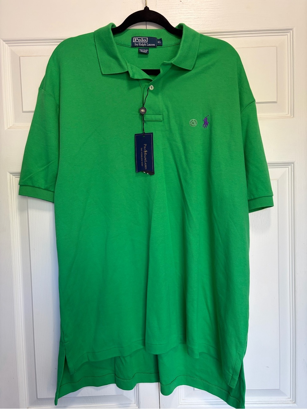 Ralph Lauren Men’s Bright Green Polo with Purple Logo NWT XL - Picture 12 of 14